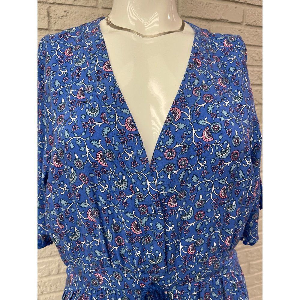 R. Vivimos Blue Floral Print Boho Maxi Dress Size 12/14 - Picture 3 of 10